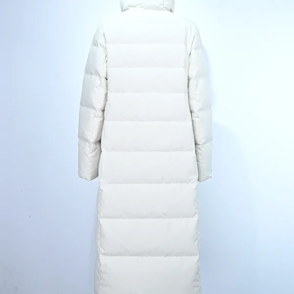 White Long Hooded Down Coat - Image 2