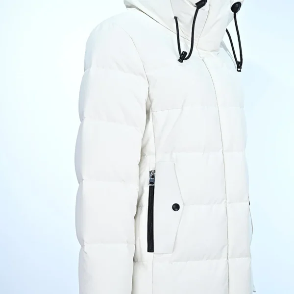 White Long Hooded Down Coat - Image 4