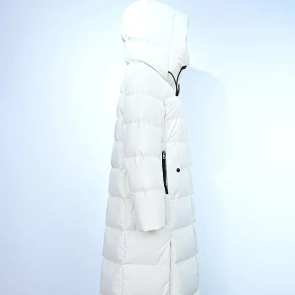 White Long Hooded Down Coat - Image 3