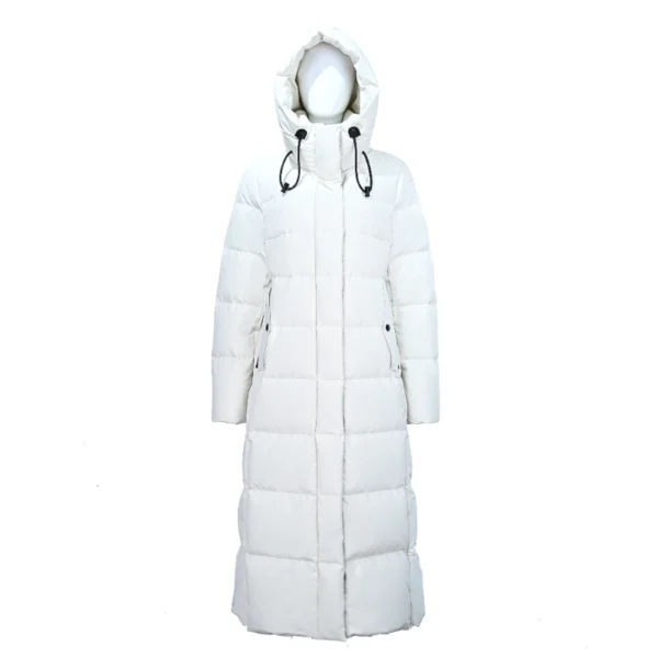 White Long Hooded Down Coat