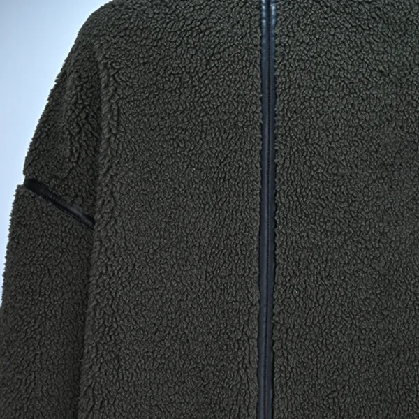 Women's Long Wool-Blend Coat with Faux Leather Trim - Image 5