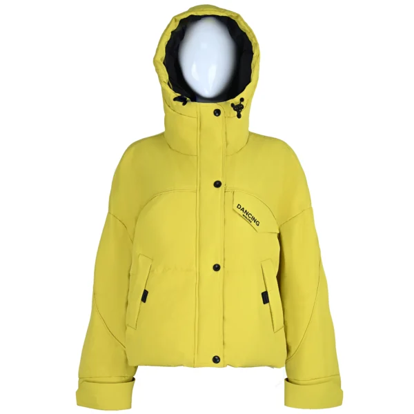 Yellow Seam-Sealed Hooded Down Jacket